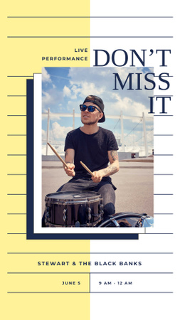Man playing drums on street Instagram Story Design Template