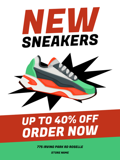 Discount on New Collection of Sports Shoes Poster US Πρότυπο σχεδίασης