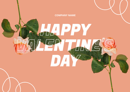 Happy Valentine's Day with Roses Card – шаблон для дизайну