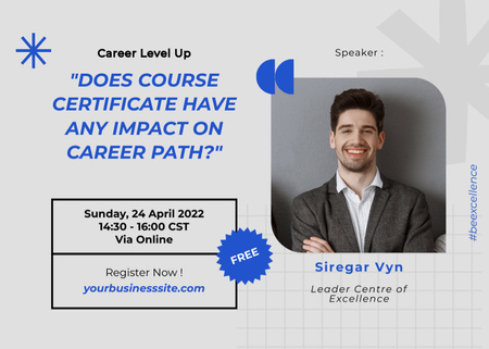 Career Level Up Courses Announcement Invitation 5x7in Horizontal Design Template