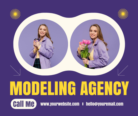 Advertising of Modeling Agency with Woman with Tulips Facebook Design Template