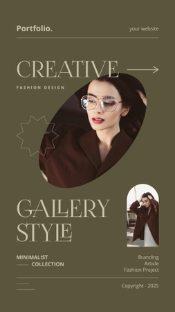 Woman in Elegant Brown Outfit Instagram Story Modelo de Design