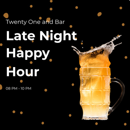 Happy Hour Invitation to Pub  for Beer Instagram Design Template