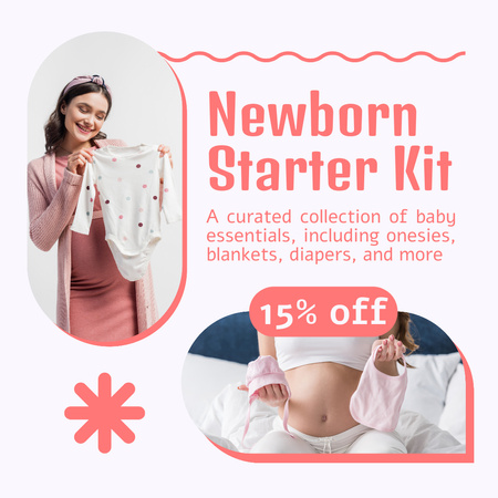 Ontwerpsjabloon van Instagram AD van Korting op de Newborn Starter Kit-collectie