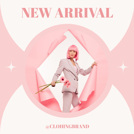rózsaszín hajú nő Instagram tervezősablon