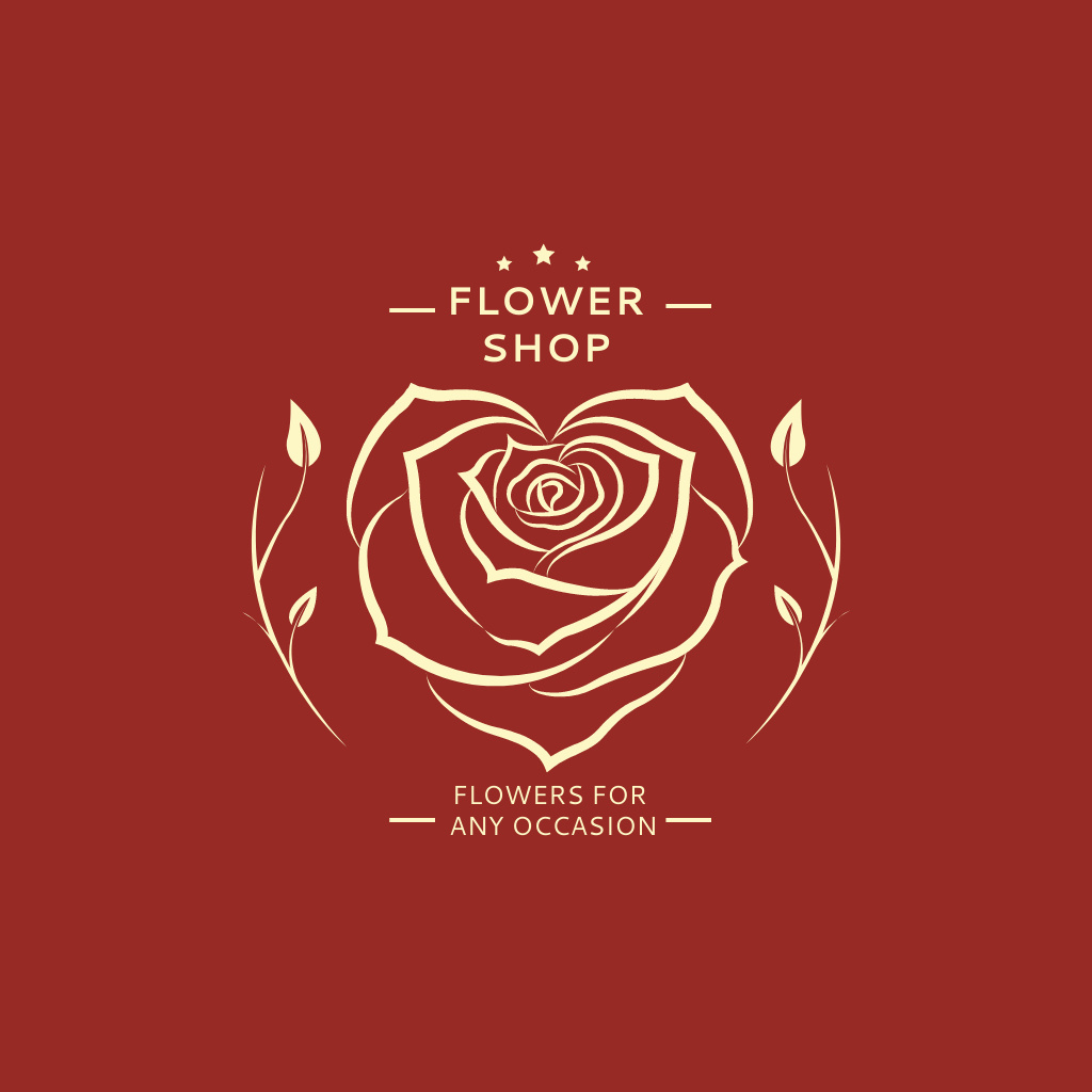 Blooming Rose with Leaves Logo Design Template