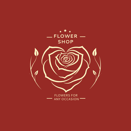 葉と咲くバラ Logoデザインテンプレート