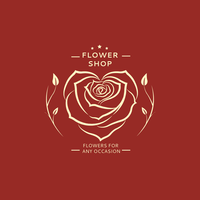 Blooming Rose with Leaves Logo Tasarım Şablonu