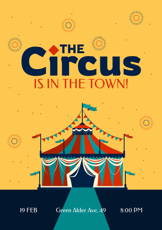 Circus Show in Town Announcement Poster Design Template