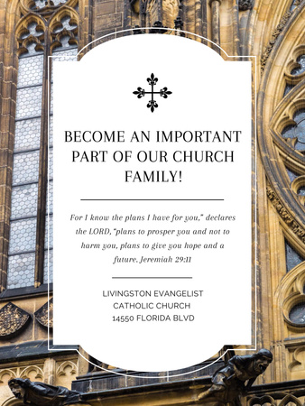 Evangelist Catholic Church Invitation with Church Facade Poster US Design Template