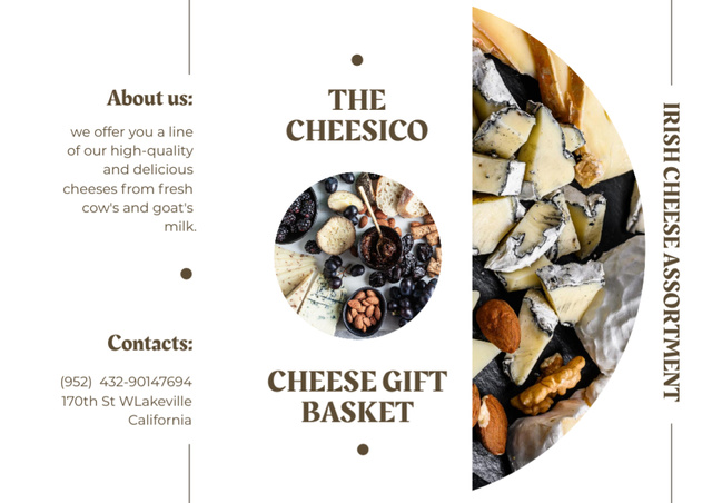 Ontwerpsjabloon van Brochure van Cheese and Nut Gift Basket Sale