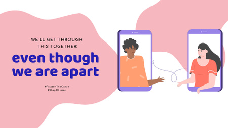 #StayAtHome Social Distancing Люди, соединяющиеся по телефону Full HD video – шаблон для дизайна