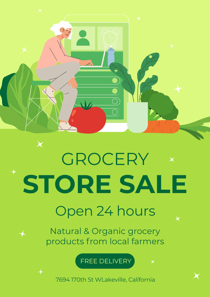Day And Night Local Grocery Store Sale Offer Poster Tasarım Şablonu