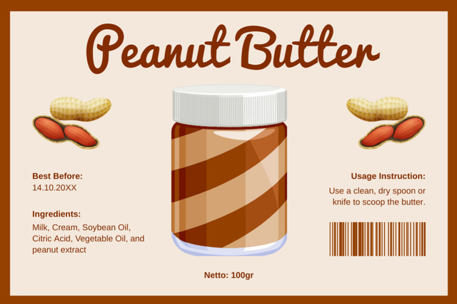 Designvorlage Yummy Peanut Butter In Jar Offer für Label