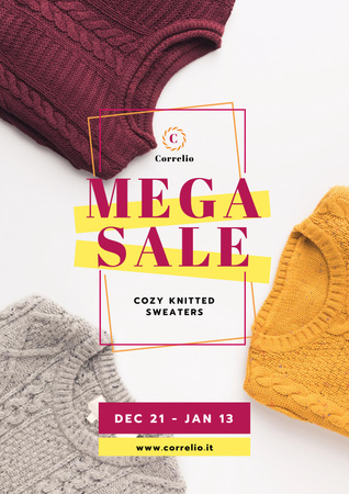 Warm Knitted Sweaters Sale Posterデザインテンプレート