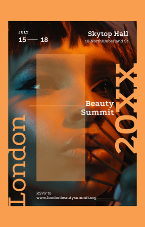 Beauty Summit Announcement In Orange Invitation 4.6x7.2in Design Template
