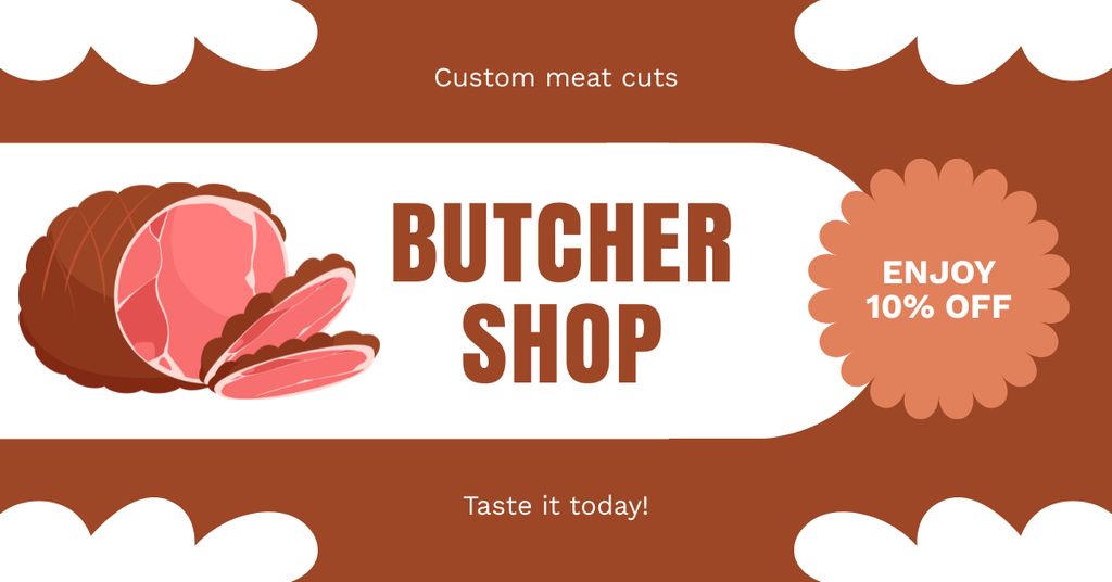 Plantilla de diseño de Taste a Meat from Our Butcher Shop Facebook AD 