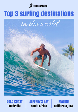 Surfing Destinations Ad Poster 28x40in Design Template