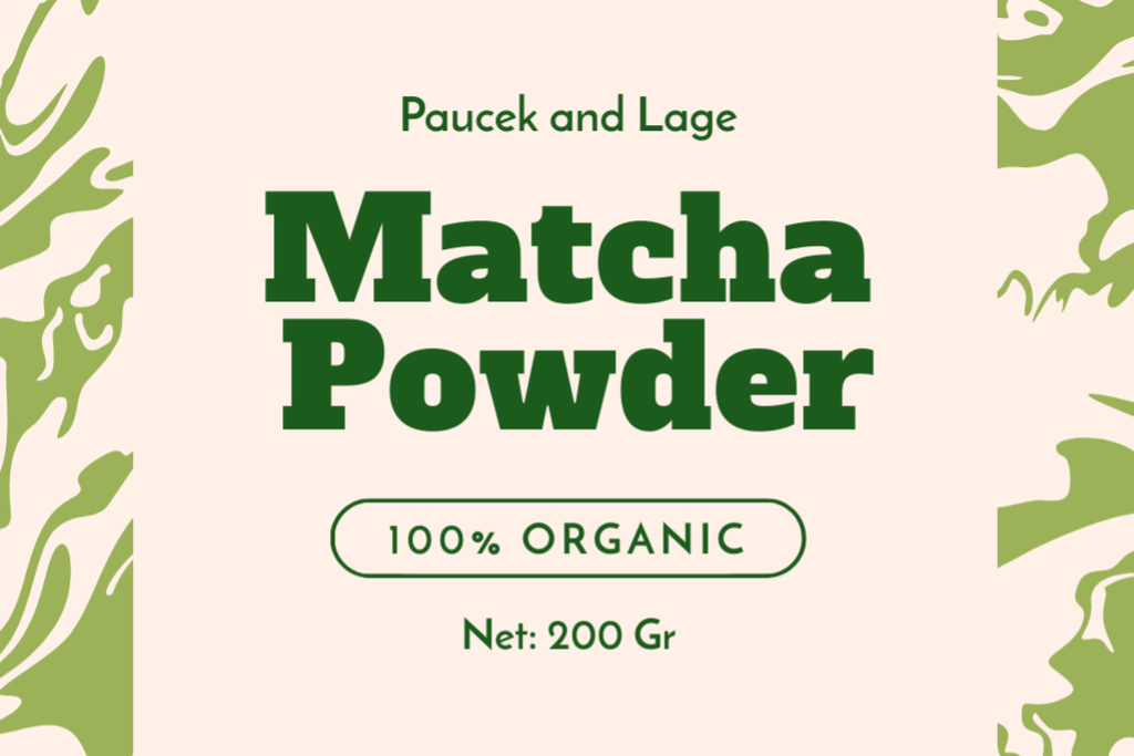Organic Matcha Powder Label Šablona návrhu