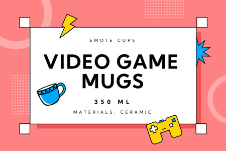 Ontwerpsjabloon van Label van Video Game Mugs Offer