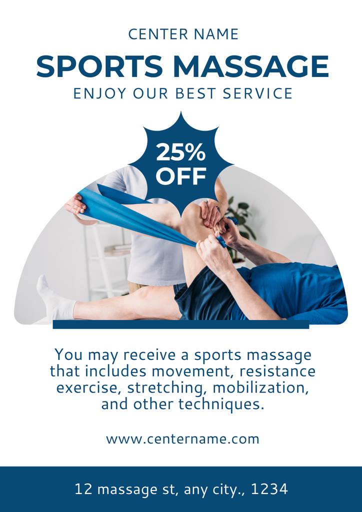 Discount Offer on Sports Massage Poster Modelo de Design