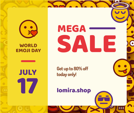 Ontwerpsjabloon van Facebook van Sale Offer Funny Emoji Set
