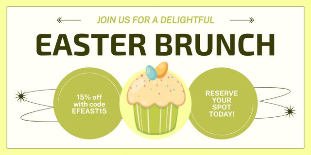 Easter Brunch Announcement with Illustration of Holiday Cake Twitter Design Template