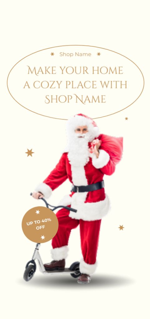 Shop Advertisement with Santa Claus on Scooter Flyer DIN Large Design Template