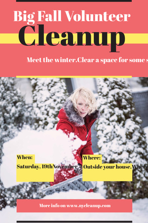 Winter Volunteer clean up Pinterest Design Template