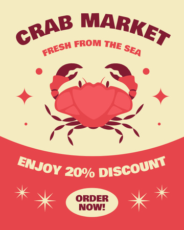 Offer of Discount on Crab Market Instagram Post Vertical Design Template