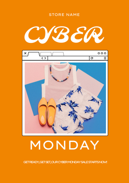 Stylish Apparel Sale Offer on Cyber Monday Flyer A5 Design Template