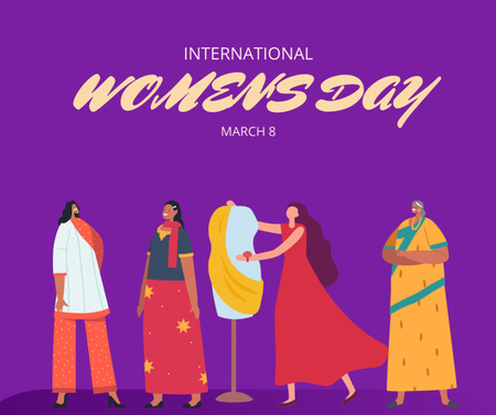 Women in National Outfits on International Women's Day Facebook Design Template
