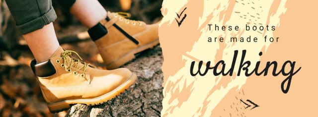 Brown Shoes in Autumn Forest Facebook cover – шаблон для дизайну
