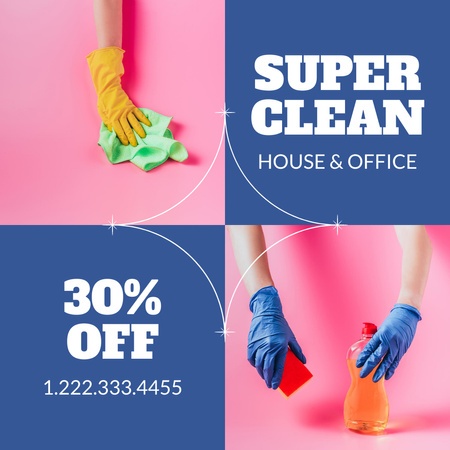 Cleaning Services Offer of House and Office Instagram AD Design Template