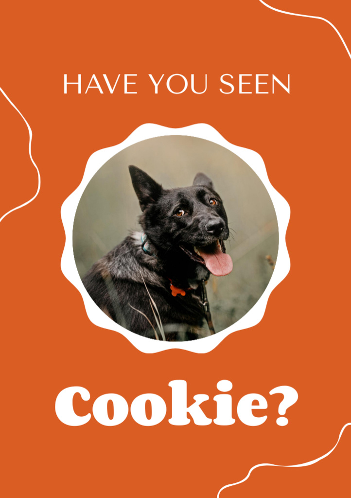 Announcement about Missing Black Dog on Orange Flyer A5 Design Template