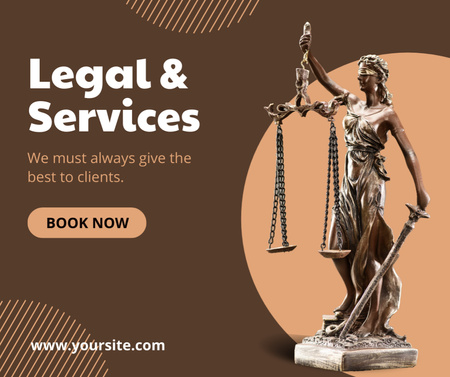 Platilla de diseño Legal Services Ad with Justice Statuette Facebook