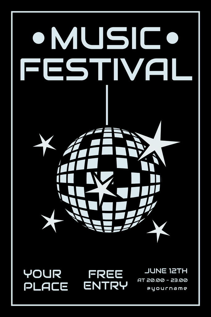 Modèle de visuel Music Festival Announcement with Disco Ball - Pinterest
