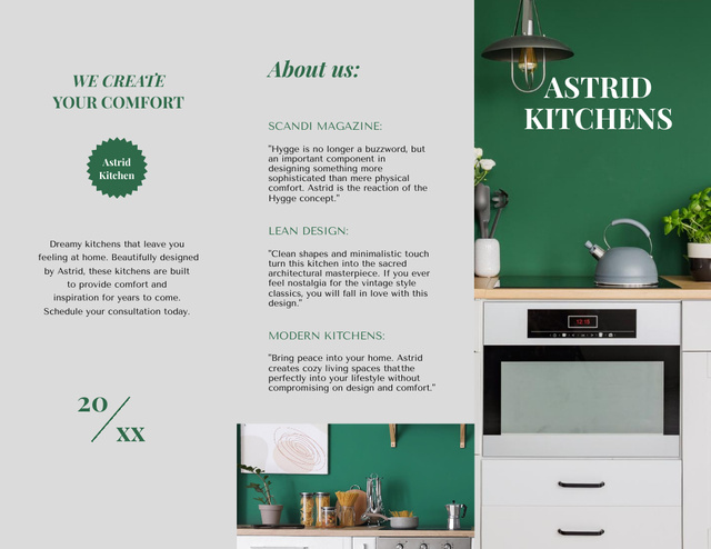 Lovely Kitchen Interior Offer With Utensils Brochure 8.5x11in Z-fold Design Template