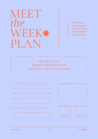 Weekly Tasks Planning Schedule Planner Šablona návrhu