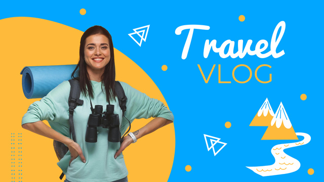 Travel Video Blog Promotion with Mountains Youtube Thumbnail – шаблон для дизайна