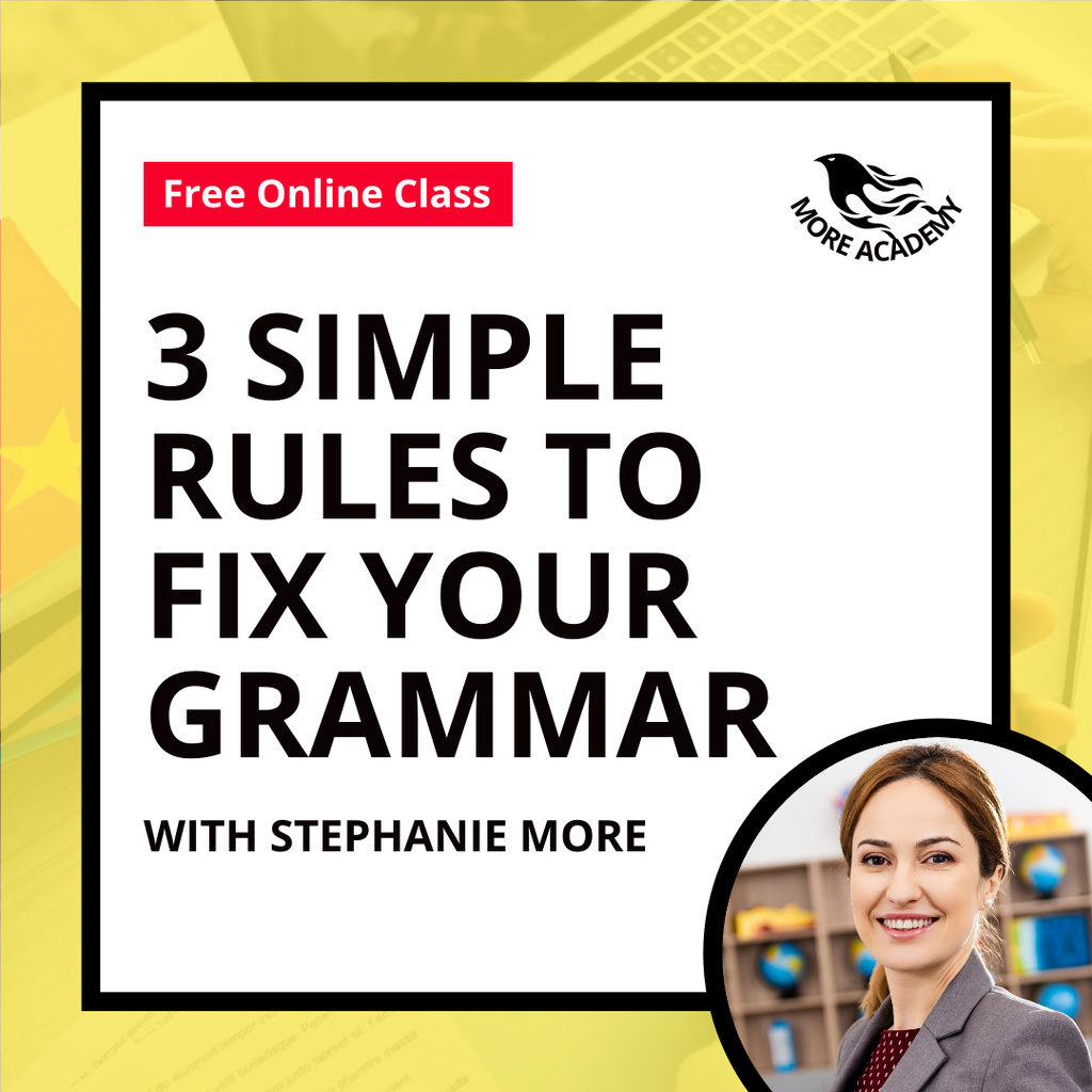 Ontwerpsjabloon van Instagram van Free Grammar Courses Advertising