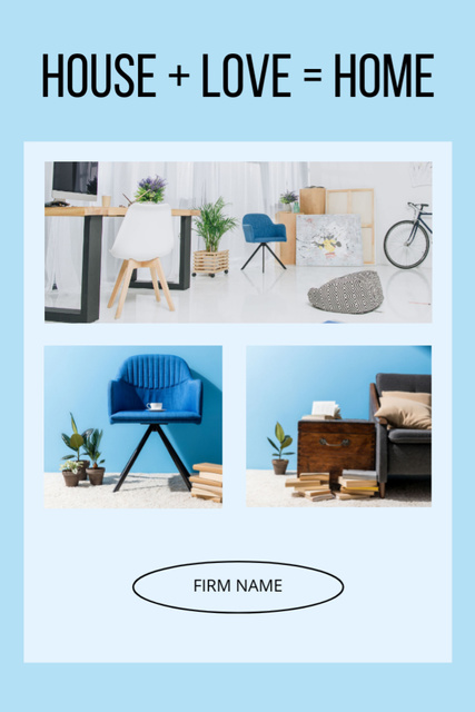 Cozy Apartment Interior With Modern Furniture Collage Postcard 4x6in Vertical Design Template