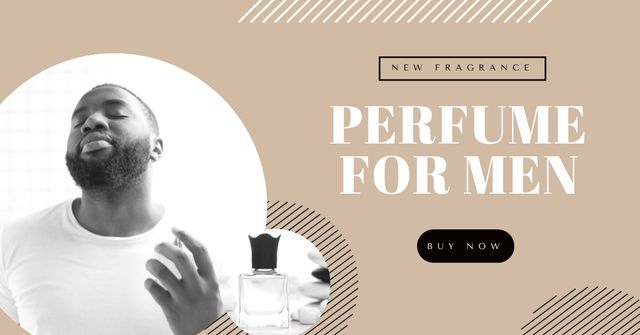 Designvorlage Handsome Man is applying Perfume für Facebook AD