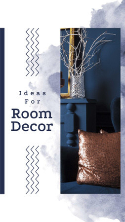 Room Decor Ideas with Blue Armchair Instagram Story Tasarım Şablonu