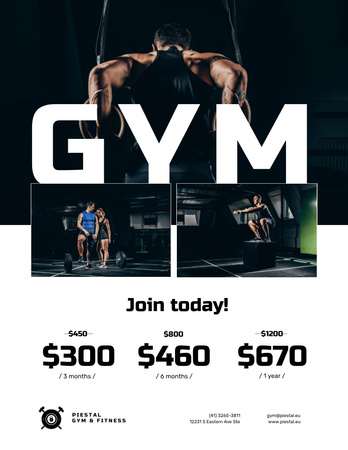 Platilla de diseño Gym Offer with People doing Workout Poster 8.5x11in