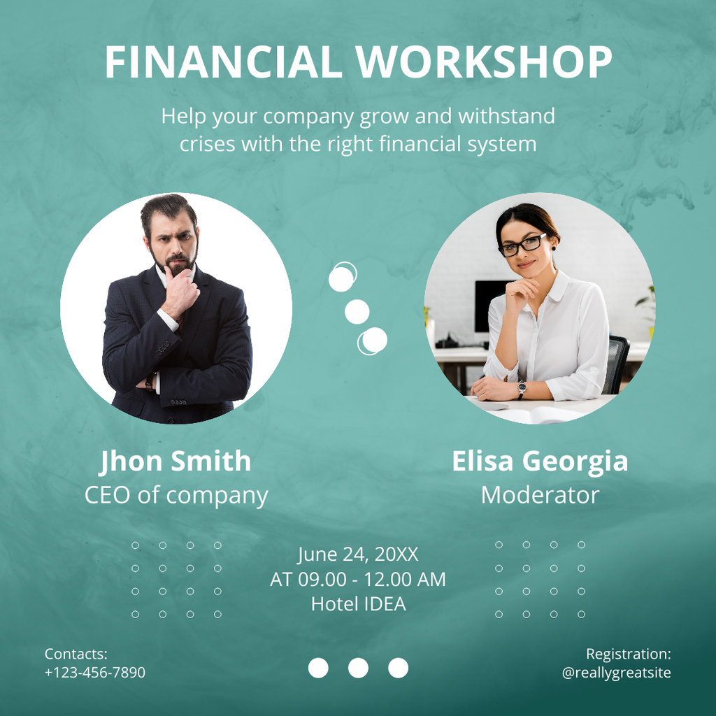 Plantilla de diseño de Training in Financial Workshop Instagram 