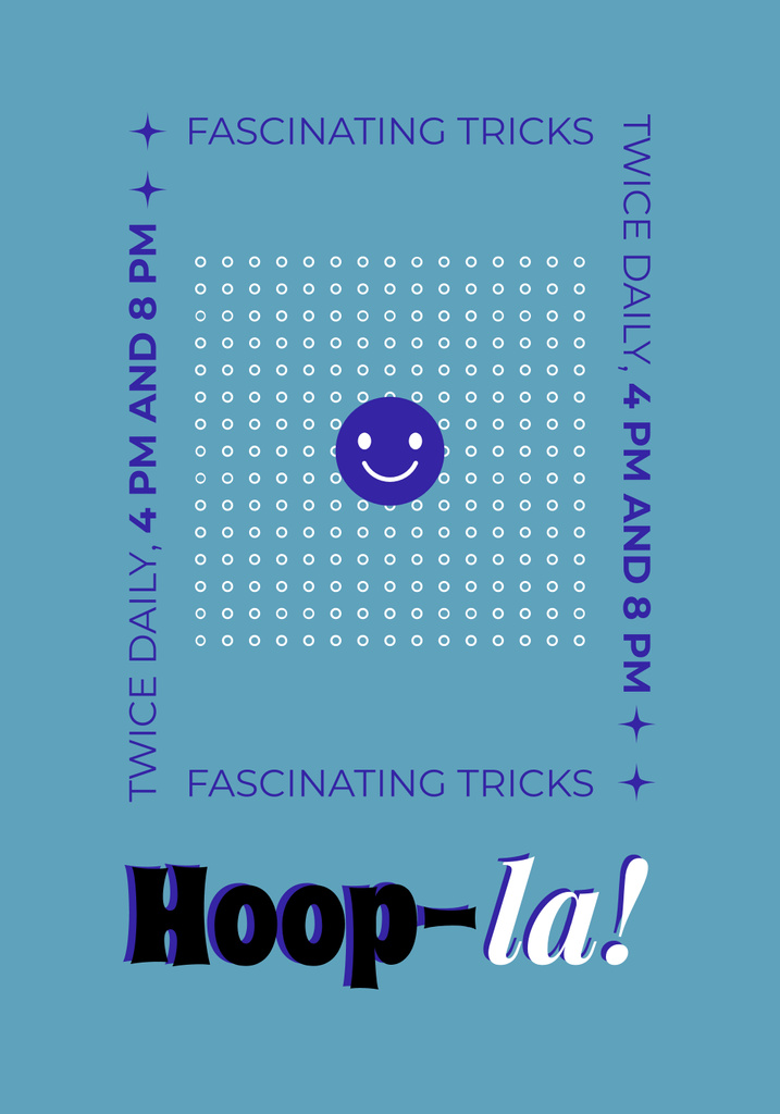 Designvorlage Circus Show Announcement with Cute Blue Emoji für Poster 28x40in
