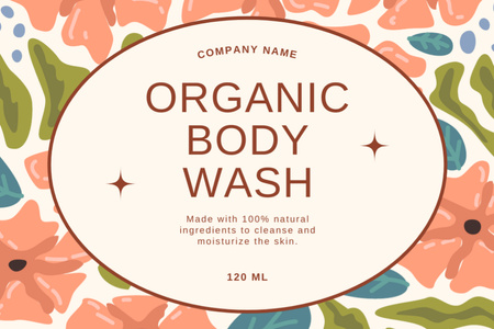 Organic Body Wash kosteuttavalla vaikutuksella Label Design Template