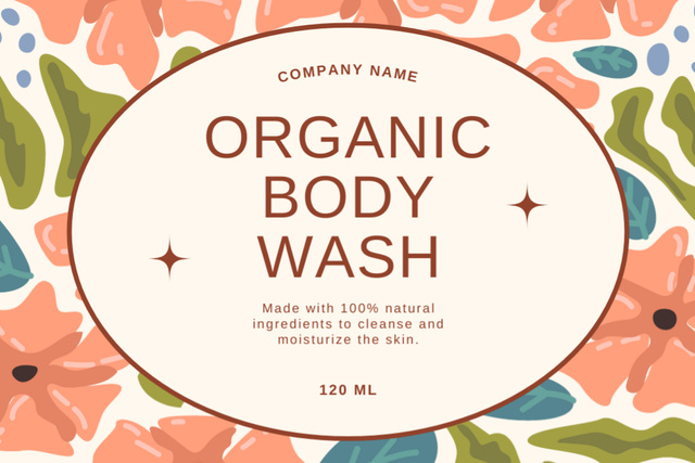 Organic Body Wash With Moisturizer Effect Label Design Template