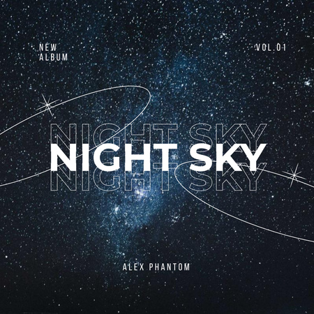 Platilla de diseño New Album Release with Star Sky Album Cover